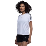 Camiseta Feminina adidas Manga Curta Essentials 3 Listras BRANCO/PRETO