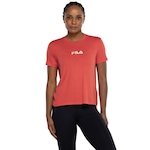 Camiseta Feminina Fila Manga Curta Letter Fit VERMELHO