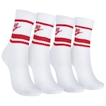 Kit de Meias Cano Alto Nike Feminino Essential Crew - 3 Pares BRANCO/VERMELHO