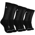 Kit de Meia Jordan Nike Cano Alto Everyday Dri-Fit Cush Poly Crew - Adulto - 3 Pares PRETO/BRANCO