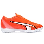 Chuteira Society Puma Ultra Play TT - Adulto LARANJA/BRANCO