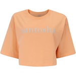 Blusa Cropped Feminina Oxer Manga Curta Estampada LARANJA CLARO