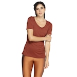 Camiseta Feminina Lauf Manga Curta Basic Color MARROM