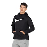 Blusão Masculino Nike Dri-Fit com Capuz Hoodie Swoosh PRETO/BRANCO