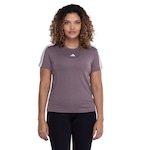 Camiseta Feminina adidas Manga Curta Essentials 3 Listras MARROM