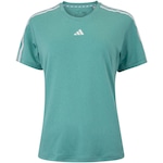 Camiseta Feminina adidas Manga Curta Essentials 3 Listras VERDE CLARO