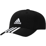 Boné Aba Curva adidas Strapback Baseball 3 Listras - Adulto PRETO/BRANCO