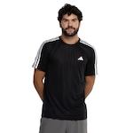 Camiseta Masculina adidas Manga Curta Essentials 3 Listras PRETO/BRANCO