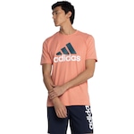 Camiseta Masculina adidas Manga Curta Big Logo ROSA CLARO