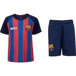 Kit de Uniforme Barcelona Infantil Camiseta + Calção AZUL ESC/VERMELHO