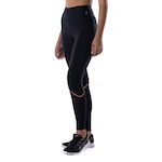 Calça Legging Feminina Oxer Cós Médio Respirabilidade Alta Compressão Preto/Coral