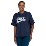 Camiseta Feminina Nike Manga Curta Sportswear Oc 1 Boxy AZUL ESC/AZUL