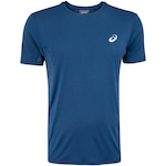 Camiseta Masculina ASICS Manga Curta Respirável de Secagem Rápida Refletiva Mescla Azul Mescla