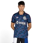 Camisa Polo do Santos III 23 Umbro Masculina Torcedor AZUL ESC/VERMELHO