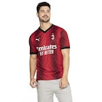 Camisa do Milan I 23/24 Puma Masculina Torcedor Vermelho/Preto