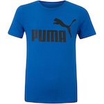 Camiseta Infantil Puma Essentials Logo Tee AZUL/PRETO