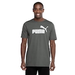 Camiseta Puma Masculina Manga Curta Essentials Logo Tee CINZA/BRANCO