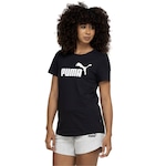 Camiseta Feminina Puma Manga Curta Essentials Logo Tee PRETO