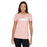 Camiseta Feminina Puma Manga Curta Essentials Logo Tee ROSA/BRANCO