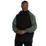 Blusão Masculino Oxer com Capuz Anorak Treino PRETO/VERDE ESCURO