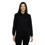 Blusa de Moletom Feminino Oxer com Capuz Canguru Fleece PRETO