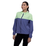 Jaqueta Feminina Oxer com Capuz Recortada Packable Refletivo AZUL/VERDE CLA