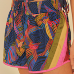 Short Feminino Farm Running Duplo Andorinha Listrada Bex AZUL/ROSA