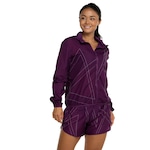 Jaqueta Corta-Vento Feminina ASICS com Capuz Toyama Estampa Linhas ROXO ESCURO