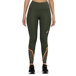 Calça Legging Feminina ASICS Recorte e Textura Alta Compressão VERDE ESC/VERDE CLA