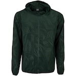 Jaqueta Corta-Vento Masculina Oxer com Capuz Tecido Plano Heat Embossed VERDE ESCURO