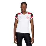 Camiseta do Flamengo Feminina Braziline Babylook Zico Retrô BRANCO/VERMELHO