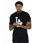 Camiseta Los Angeles Dodgers Masculina New Era Manga Curta Logo PRETO