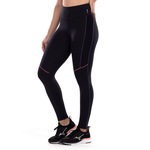 Calça Legging Feminina Oxer Textura New Média Compressão Cós Médio PRETO/AZUL