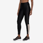 Calça Legging Feminina Oxer Brilho Vivo Lateral Cós Médio Média Compressão Preto/Bege