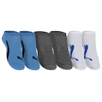 Meia Puma Sapatilha 3 pares Infantil AZUL/BRANCO