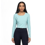 Blusa Cropped Feminina ASICS Manga Longa Cava Tradicional AZUL CLARO