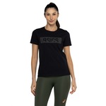 Camiseta Feminina ASICS Manga Curta Malha Cava Tradicional PRETO