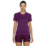 Camiseta Feminina ASICS Manga Curta Recorte Respirável ROXO