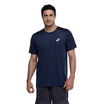 Camiseta Masculina ASICS Manga Curta Jacquard Anti Odor Cava Tradicional AZUL ESCURO