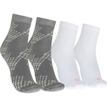 Kit 2 Pares de Meias Estampada Cano Médio Tamanho 39-44 Oxer Adulto BRANCO/CINZA