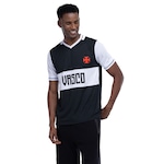 Camiseta do Vasco da Gama Masculina Retrô Anos 80 Dry PRETO/BRANCO