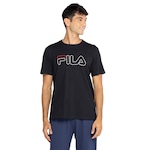 Camiseta Masculina Fila Manga Curta Letter Outline PRETO/BRANCO