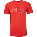 Camiseta Masculina Fila Manga Curta Letter Outline VERMELHO/BRANCO