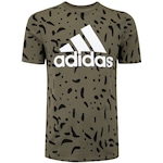 Camiseta Masculina adidas Manga Curta Big Logo Aop VERDE ESCURO