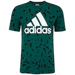 Camiseta Masculina adidas Manga Curta Big Logo Aop VERDE ESC/BRANCO