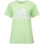 Camiseta Feminina adidas Manga Curta Big Logo Verde Claro/Branco