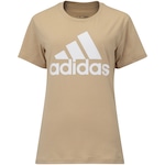 Camiseta Feminina adidas Manga Curta Big Logo Bege/Branco