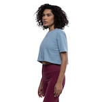 Blusa Cropped Feminina ASICS Manga Curta Malha AZUL