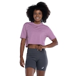 Blusa Cropped Feminina ASICS Manga Curta Malha ROXO CLARO