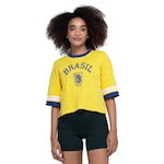 Blusa Cropped Feminina CBB Basquete Brasil AMARELO